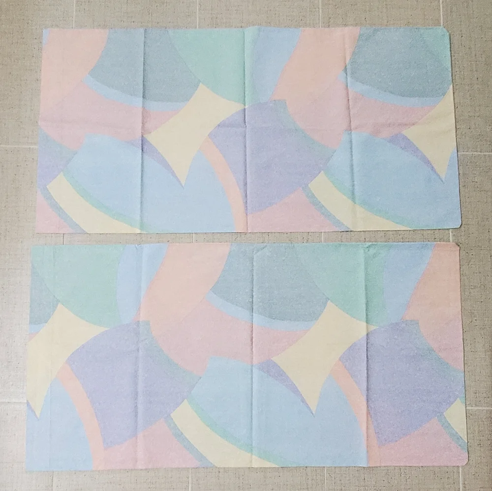 Vintage Springs Industries Pastel King Pillow Case Set 2, Pink/Purple, Like New